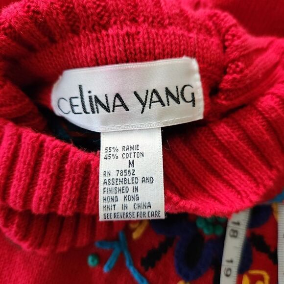 Celina Yang Embroidered Bohemian Tunic Sweater Oversized Medium Art To Wear - Picture 2 of 11